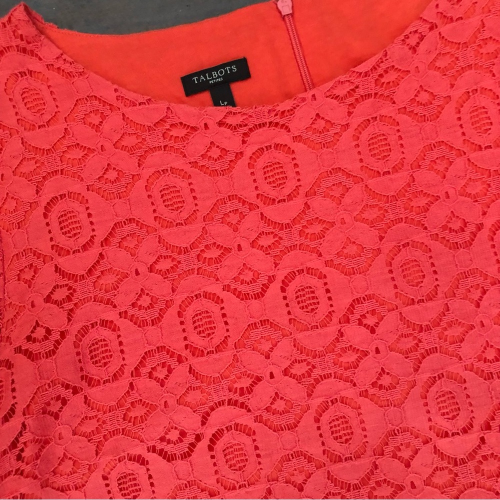 Talbots Beautiful Salmon-Colored Lace Top - Size Large Petite ✴️ Like 🆕!